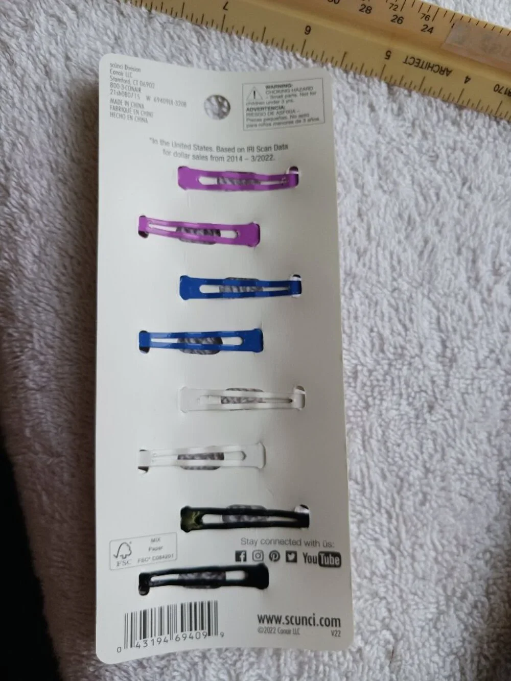 8 scunci Athleisure Stay Put Slideproof Hold Secure Metal Hair Contour Snap Clip